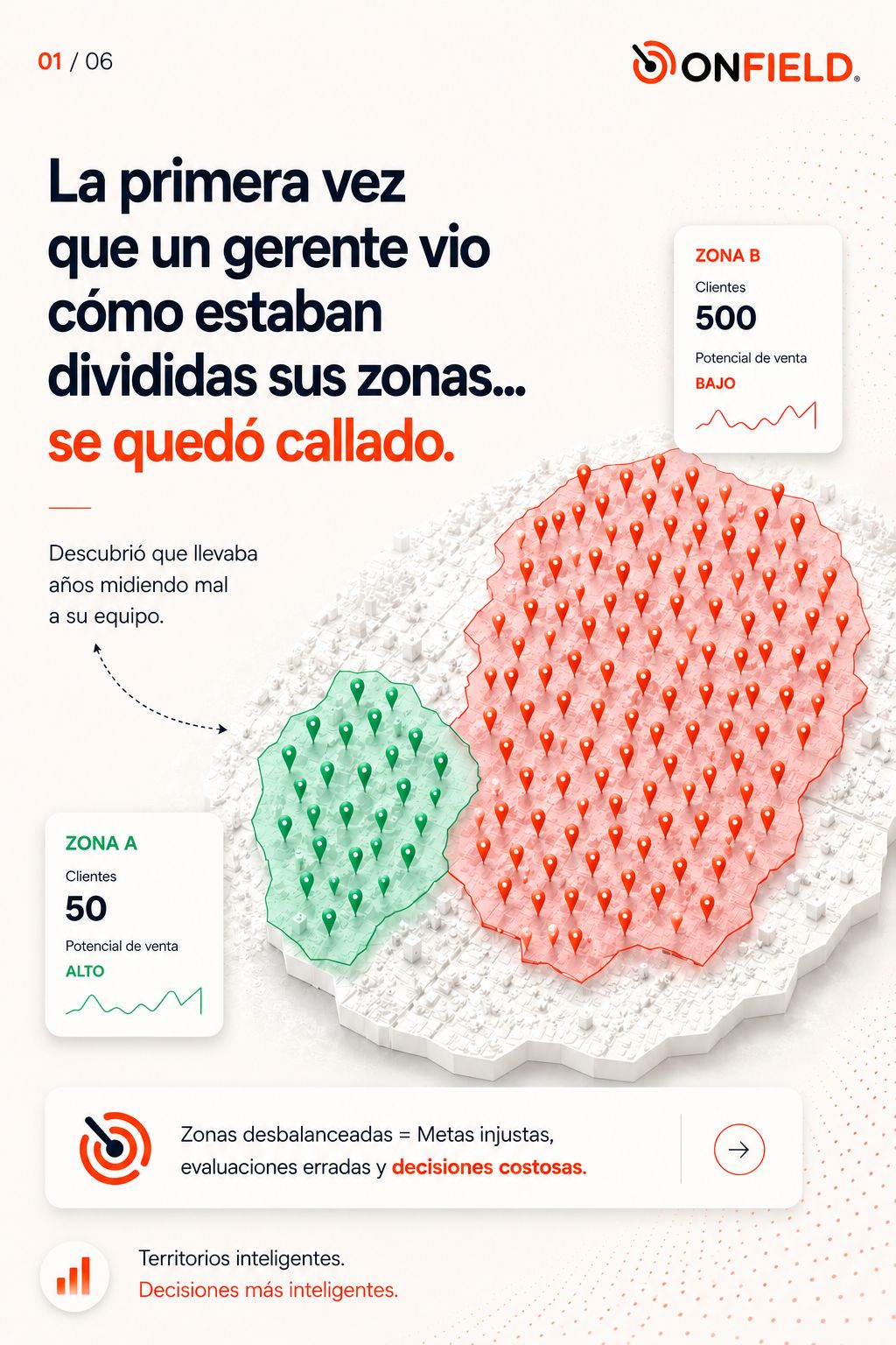 La primera vez que un gerente vio cómo estaban divididas sus zonas, se quedó callado un minuto.