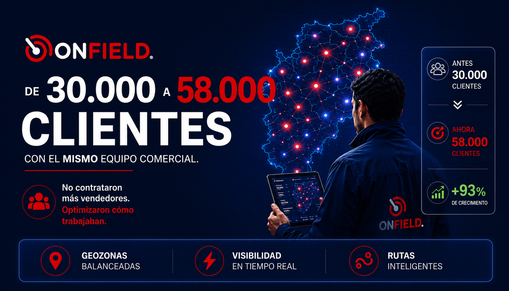 De 30.000 a 58.000 clientes. Con el mismo equipo.